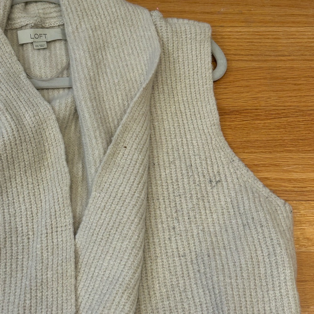 LOFT Beige Knit wool Cardigan with Belt XXL - Picture 8 of 11